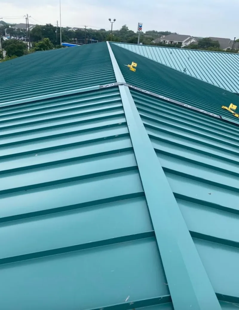 Green commercial metal roof ridge and valley for Metal Roof Repair in Hueytown